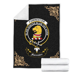 Clan Forrester Crest Tartan Premium Blanket Black MN61 Clan Forrester Tartan Today