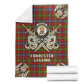 Clan Forrester Tartan Gold Courage Symbol Blanket NG27 Clan Forrester Tartan Today
