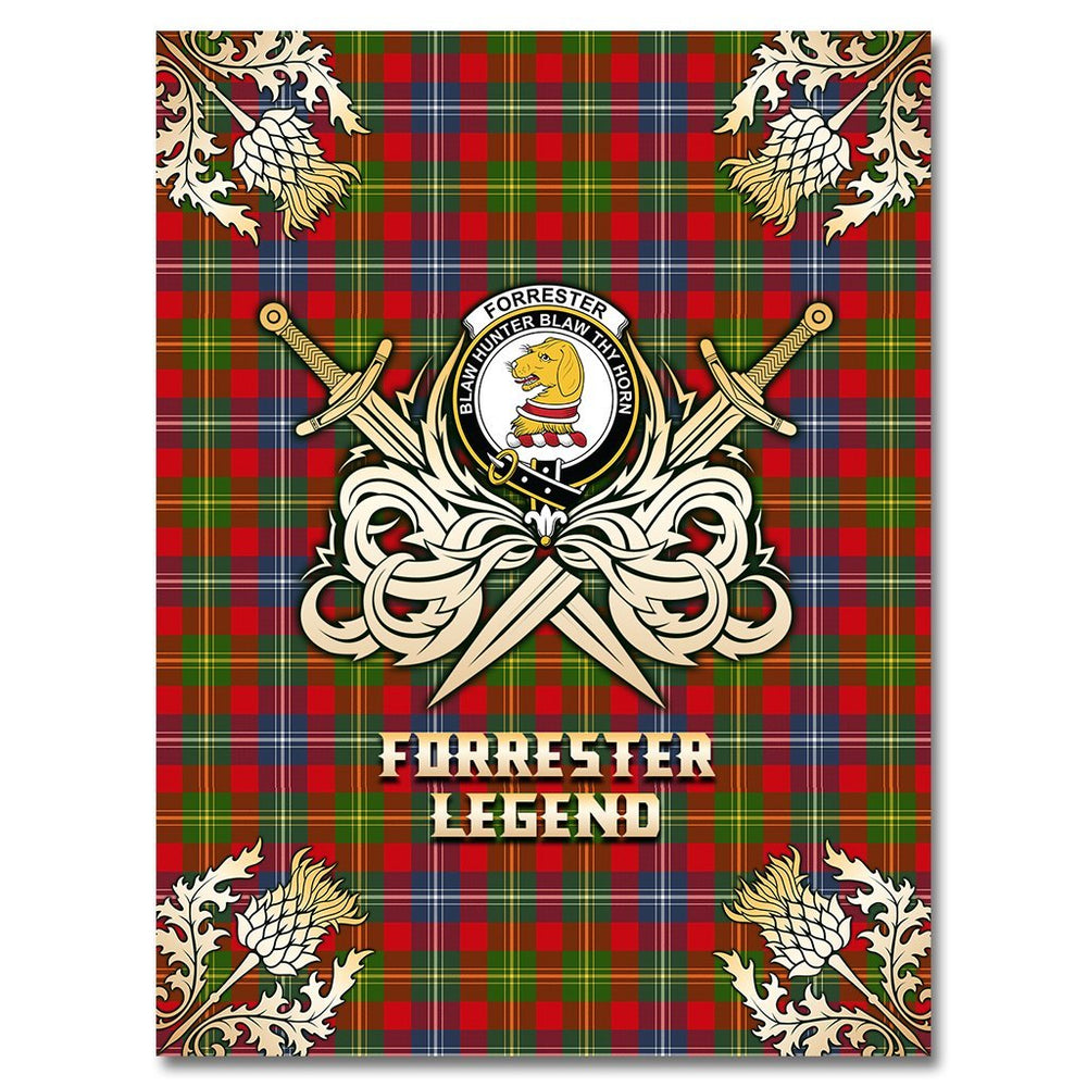 Clan Forrester Tartan Gold Courage Symbol Blanket NG27 Clan Forrester Tartan Today