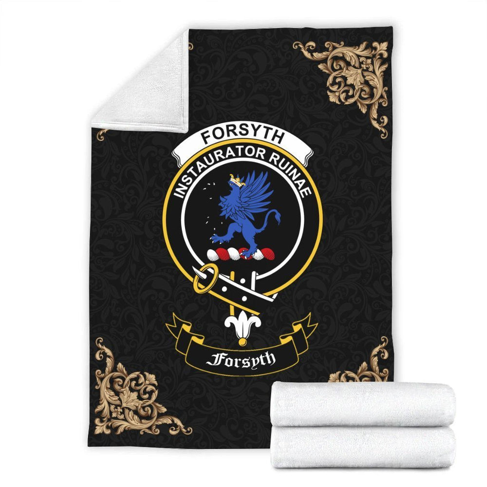 Clan Forsyth Crest Tartan Premium Blanket Black SU85 Clan Forsyth Tartan Today
