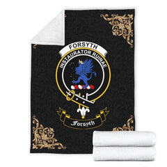 Clan Forsyth Crest Tartan Premium Blanket Black SU85 Clan Forsyth Tartan Today