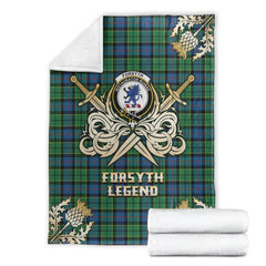 Clan Forsyth Ancient Tartan Gold Courage Symbol Blanket FC91 Clan Forsyth Tartan Today