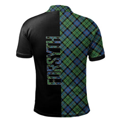 Clan Forsyth Ancient Tartan Polo Shirt Half of Me - Cross Style NV83 Forsyth Ancient Tartan Tartan Polo