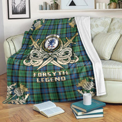 Clan Forsyth Ancient Tartan Gold Courage Symbol Blanket FC91 Clan Forsyth Tartan Today