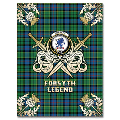 Clan Forsyth Ancient Tartan Gold Courage Symbol Blanket FC91 Clan Forsyth Tartan Today