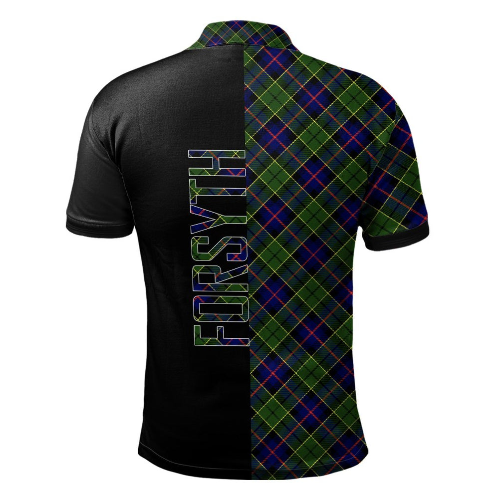 Clan Forsyth Modern Tartan Polo Shirt Half of Me - Cross Style IQ72 Forsyth Modern Tartan Tartan Polo