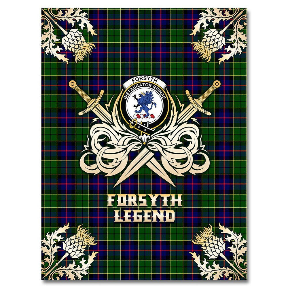 Clan Forsyth Modern Tartan Gold Courage Symbol Blanket KQ39 Clan Forsyth Tartan Today