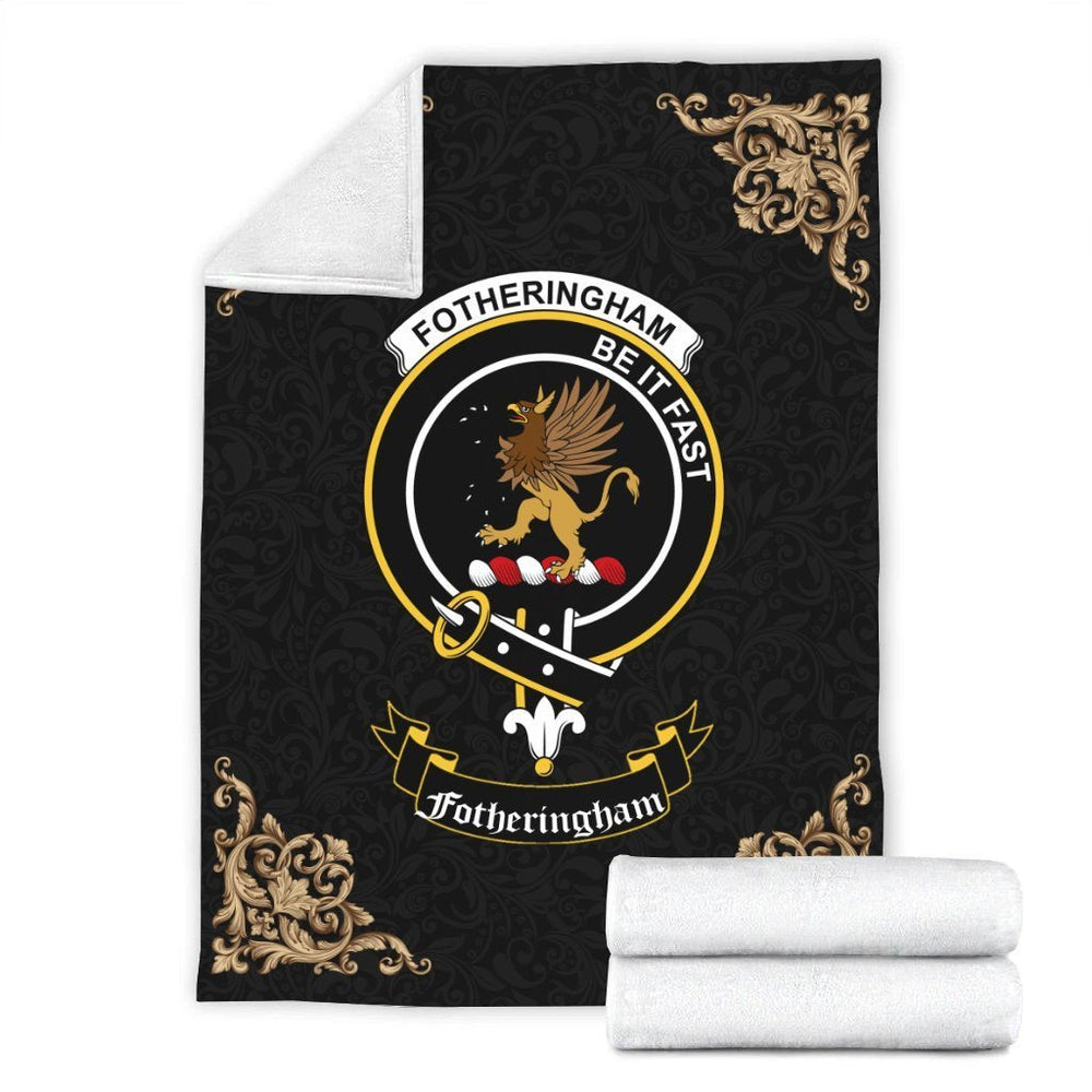 Clan Fotheringham Crest Tartan Premium Blanket Black BQ17 Clan Fotheringham Tartan Today