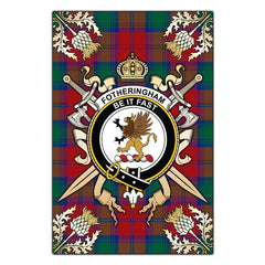 Clan Fotheringham Modern Tartan Crest Black Garden Flag - Gold Thistle NW11 Clan Fotheringham Tartan Today