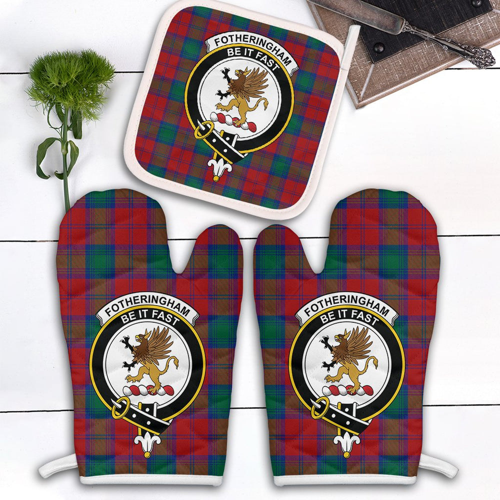 Clan Fotheringham Modern Tartan Crest Oven Mitt And Pot Holder (2 Oven Mitts + 1 Pot Holder) NY81 Clan Fotheringham Tartan Today