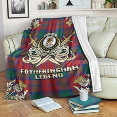 Clan Fotheringham Modern Tartan Gold Courage Symbol Blanket QP25 Clan Fotheringham Tartan Today