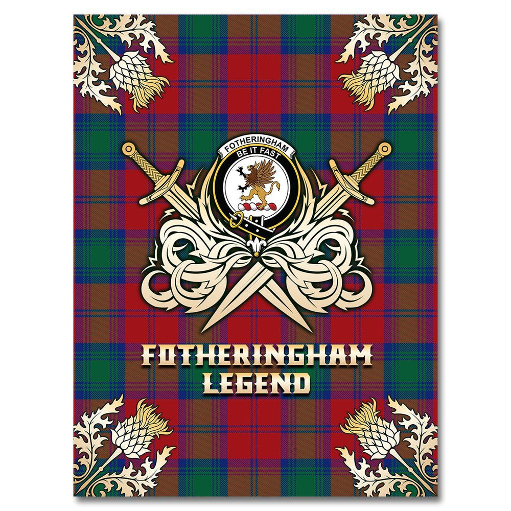 Clan Fotheringham Modern Tartan Gold Courage Symbol Blanket QP25 Clan Fotheringham Tartan Today