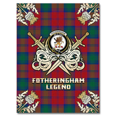 Clan Fotheringham Modern Tartan Gold Courage Symbol Blanket QP25 Clan Fotheringham Tartan Today