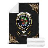 Clan Fraser Crest Tartan Premium Blanket Black IK28 Clan Fraser Tartan Today