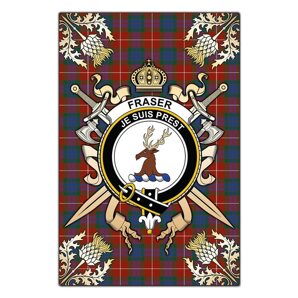 Clan Fraser Ancient Tartan Crest Black Garden Flag - Gold Thistle GE39 Clan Fraser Tartan Today