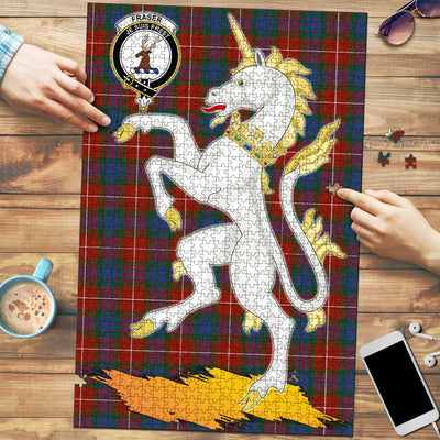 Clan Fraser Ancient Tartan Crest Unicorn Scotland Jigsaw Puzzles Gift For Family WS86