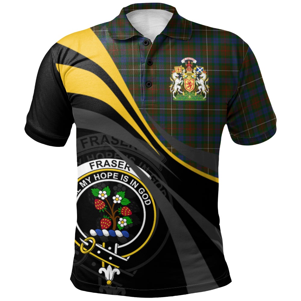 Clan Fraser Hunting 02 Tartan Polo Shirt - Royal Coat Of Arms Style DP98 Fraser Hunting 02 Tartan Tartan Polo