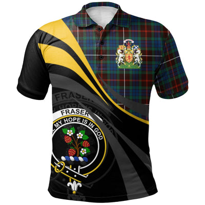 Clan Fraser Hunting Ancient Tartan Polo Shirt - Royal Coat Of Arms Style