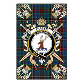 Clan Fraser Hunting Ancient Tartan Crest Black Garden Flag - Gold Thistle GY81 Clan Fraser Tartan Today