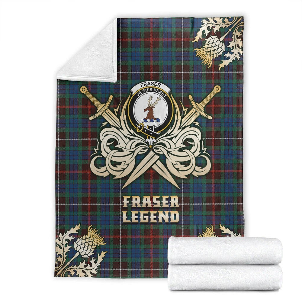 Clan Fraser Hunting Ancient Tartan Gold Courage Symbol Blanket BD35 Clan Fraser Tartan Today