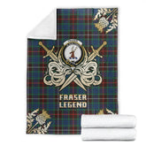 Clan Fraser Hunting Ancient Tartan Gold Courage Symbol Blanket BD35 Clan Fraser Tartan Today