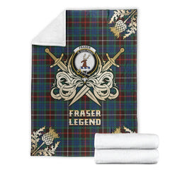 Clan Fraser Hunting Ancient Tartan Gold Courage Symbol Blanket BD35 Clan Fraser Tartan Today