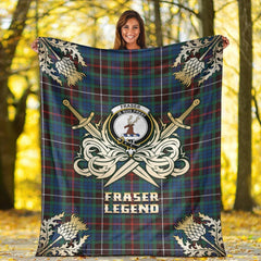 Clan Fraser Hunting Ancient Tartan Gold Courage Symbol Blanket BD35 Clan Fraser Tartan Today