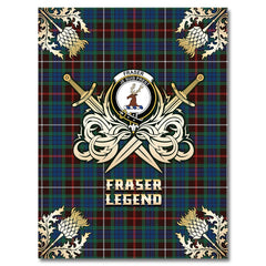 Clan Fraser Hunting Ancient Tartan Gold Courage Symbol Blanket BD35 Clan Fraser Tartan Today