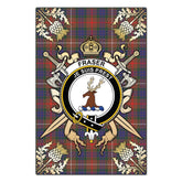 Clan Fraser Hunting Modern Tartan Crest Black Garden Flag - Gold Thistle EY11 Clan Fraser Tartan Today