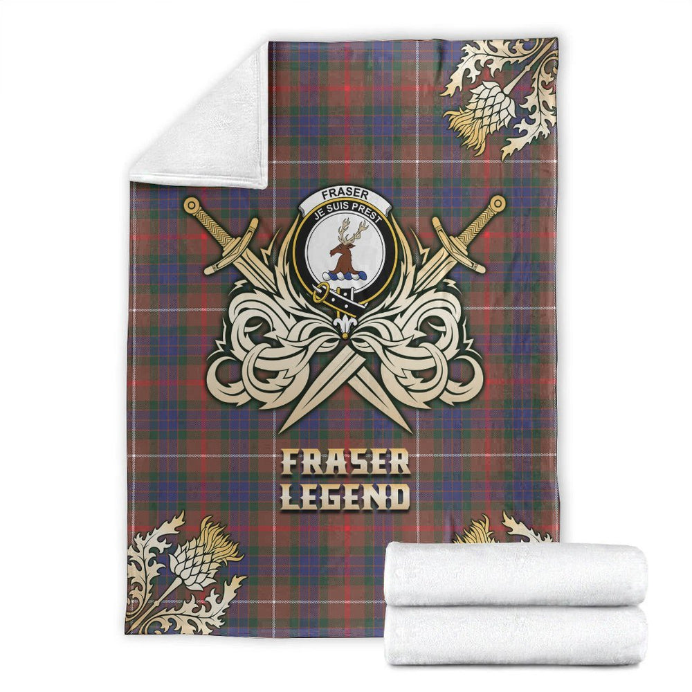 Clan Fraser Hunting Modern Tartan Gold Courage Symbol Blanket OJ78 Clan Fraser Tartan Today