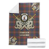 Clan Fraser Hunting Modern Tartan Gold Courage Symbol Blanket OJ78 Clan Fraser Tartan Today