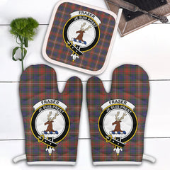 Clan Fraser Hunting Modern Tartan Crest Oven Mitt And Pot Holder (2 Oven Mitts + 1 Pot Holder) AC53 Clan Fraser Tartan Today