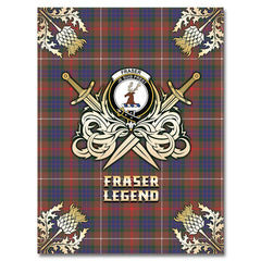 Clan Fraser Hunting Modern Tartan Gold Courage Symbol Blanket OJ78 Clan Fraser Tartan Today