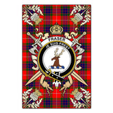 Clan Fraser Modern Tartan Crest Black Garden Flag - Gold Thistle OF44 Clan Fraser Tartan Today