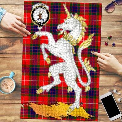 Clan Fraser Modern Tartan Crest Unicorn Scotland Jigsaw Puzzles Gift For Family LY52