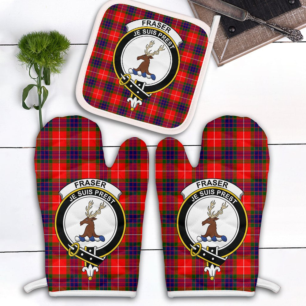 Clan Fraser Modern Tartan Crest Oven Mitt And Pot Holder (2 Oven Mitts + 1 Pot Holder) UF12 Clan Fraser Tartan Today