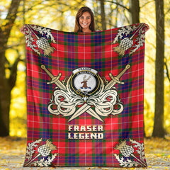 Clan Fraser Modern Tartan Gold Courage Symbol Blanket RC74 Clan Fraser Tartan Today