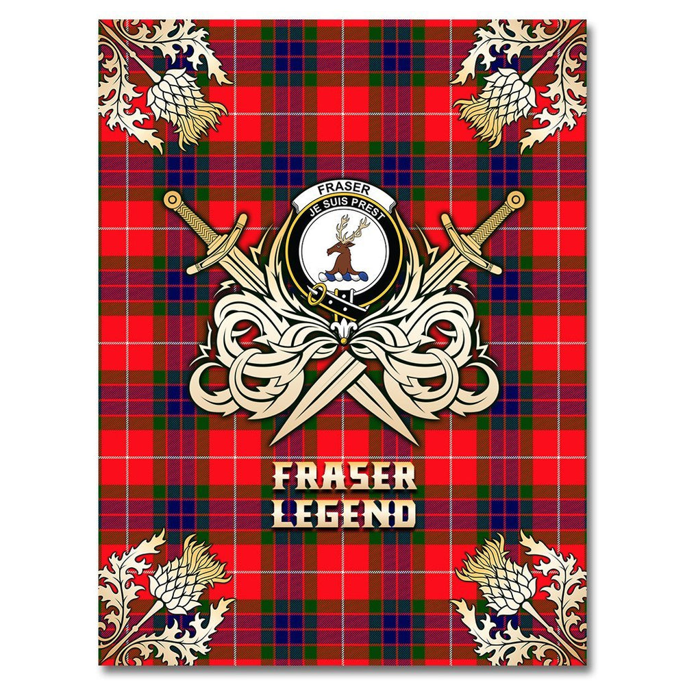 Clan Fraser Modern Tartan Gold Courage Symbol Blanket RC74 Clan Fraser Tartan Today