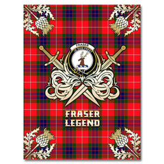 Clan Fraser Modern Tartan Gold Courage Symbol Blanket RC74 Clan Fraser Tartan Today