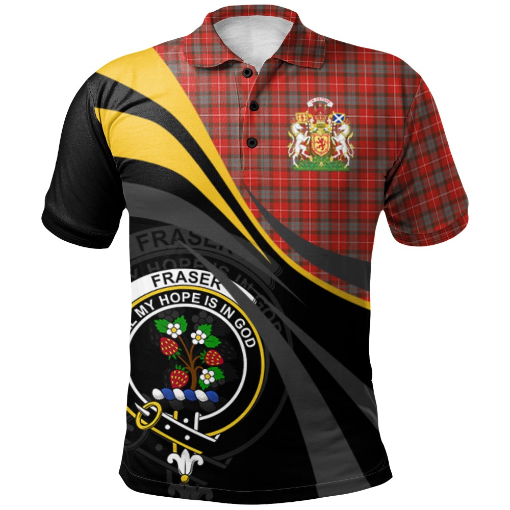 Clan Fraser Weathered Tartan Polo Shirt - Royal Coat Of Arms Style GH20 Fraser Weathered Tartan Tartan Polo