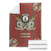 Clan Fraser Weathered Tartan Gold Courage Symbol Blanket VP60 Clan Fraser Tartan Today