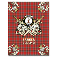 Clan Fraser Weathered Tartan Gold Courage Symbol Blanket VP60 Clan Fraser Tartan Today