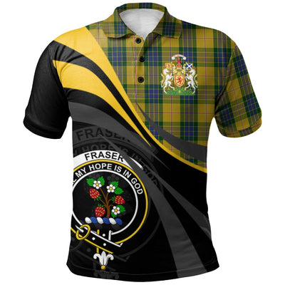 Clan Fraser Yellow Tartan Polo Shirt - Royal Coat Of Arms Style