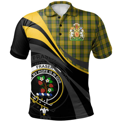 Clan Fraser Yellow 2 Tartan Polo Shirt - Royal Coat Of Arms Style