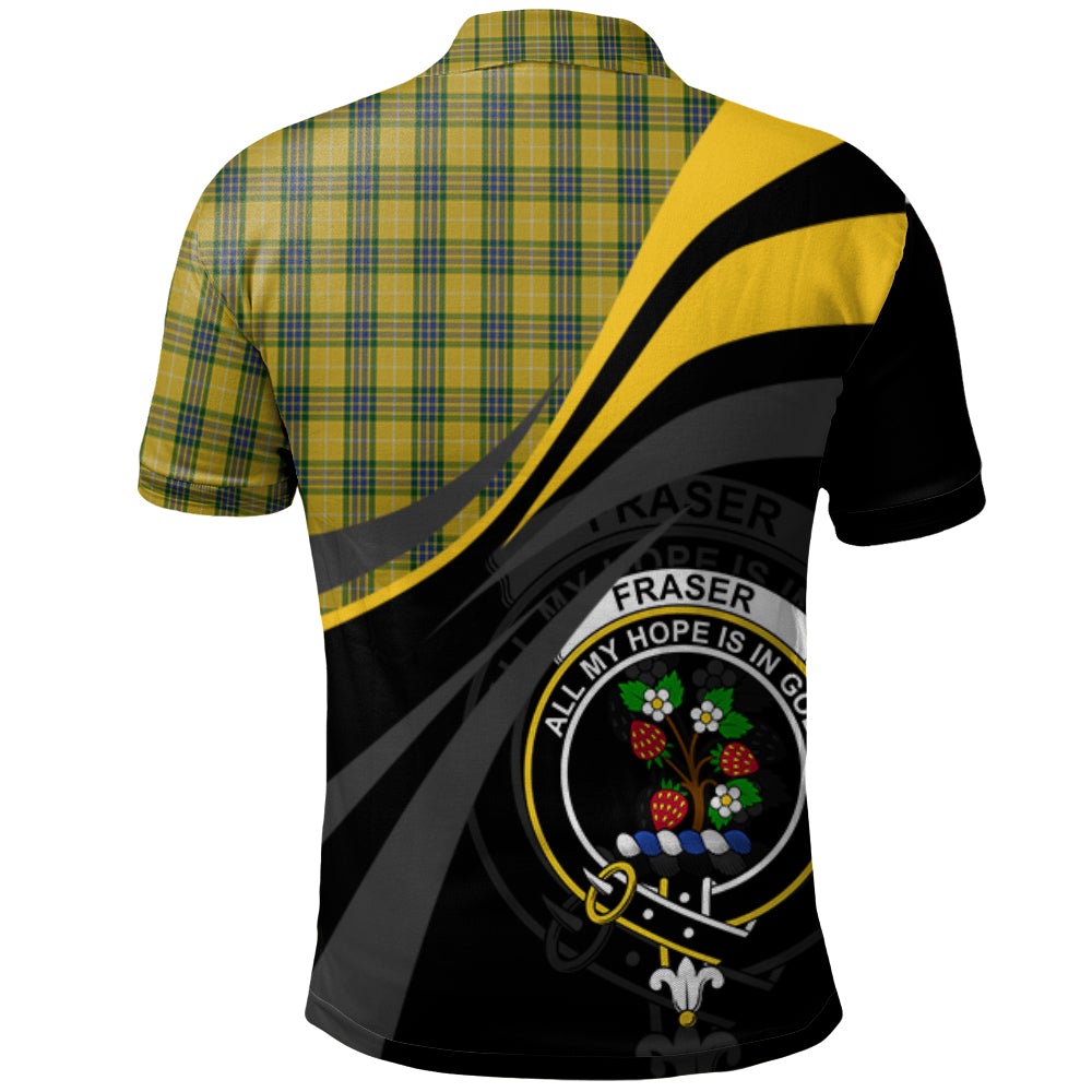 Clan Fraser Yellow 2 Tartan Polo Shirt - Royal Coat Of Arms Style WU43 Fraser Yellow 2 Tartan Tartan Polo
