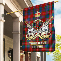Custom Name Clan Fraser Ancient Tartan Garden Flag with Clan Crest and the Golden Sword of Courageous Legacy WU94