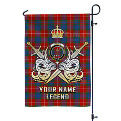 Custom Name Clan Fraser Ancient Tartan Garden Flag with Clan Crest and the Golden Sword of Courageous Legacy WU94