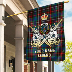 Custom Name Clan Fraser Hunting Ancient Tartan Garden Flag with Clan Crest and the Golden Sword of Courageous Legacy RC81