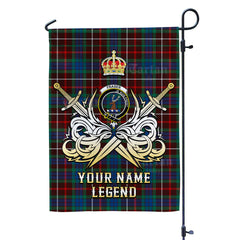 Custom Name Clan Fraser Hunting Ancient Tartan Garden Flag with Clan Crest and the Golden Sword of Courageous Legacy RC81