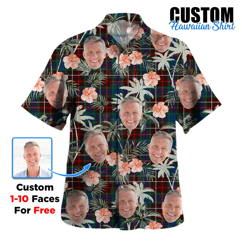 Clan Fraser Hunting Ancient Tartan Custom Face Hawaiian Shirt – Unisex Gift for Family Members, Summer Party RV28 Fraser Hunting Ancient Tartan Tartan Hawaii Shirt